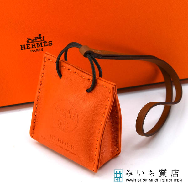 エルメス HERMES サックオランジュ チャーム アニョーミロ  フー Y刻印 バッグ ショッパー オレンジ 22k559-2