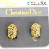 ディオール Dior イヤリング ラインストーン クリップ ゴールド色 アクセサリー Christian Dior H1089
