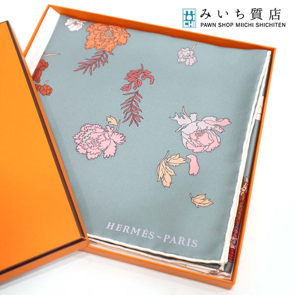 エルメス カレ90 スカーフ ローブレジェール VE/GRIS/CORAIL/ROSE 003904S 07 HERMES H6121