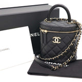 未使用 シャネル CHANEL ヴァニティ トップハンドル バニティ キャビアスキン AS3348 チェーンショルダー ブラック 黒 22k599-6