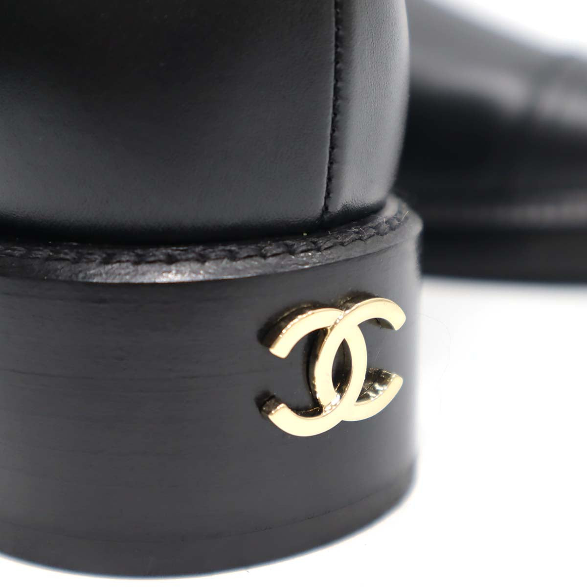 シャネル CHANEL ロングブーツ レザー ココマーク 黒 ブラック