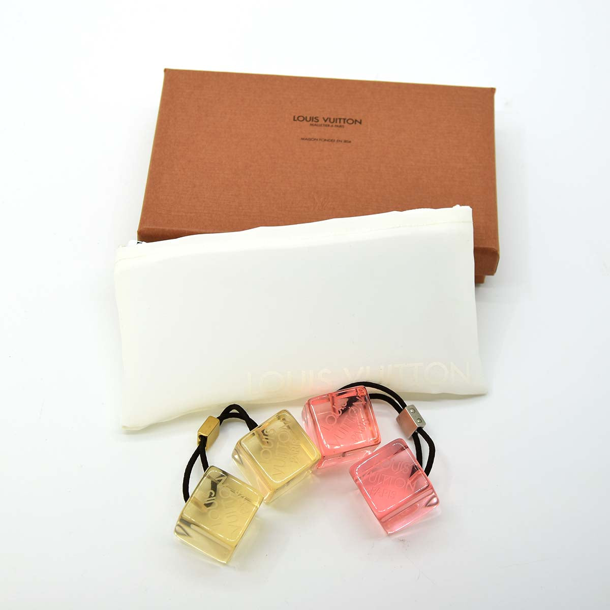 ヘアゴム LOUIS VUITTON ルイ・ヴィトン LV キューブ 2個 ピンク