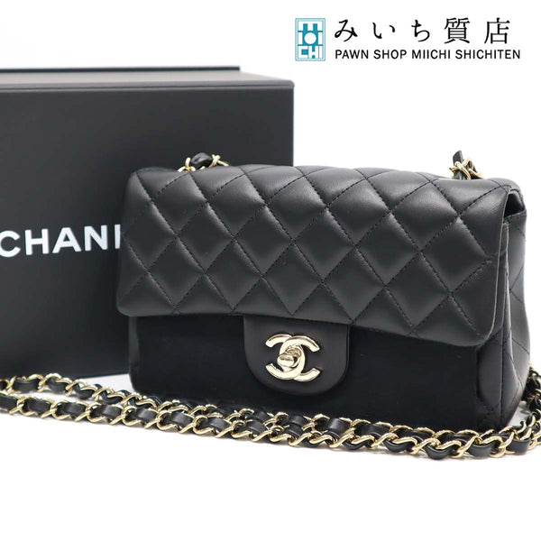 未使用 シャネル CHANEL フラップバッグ ラムスキン ミニマトラッセ A69900 ブラック 黒 22k459-5