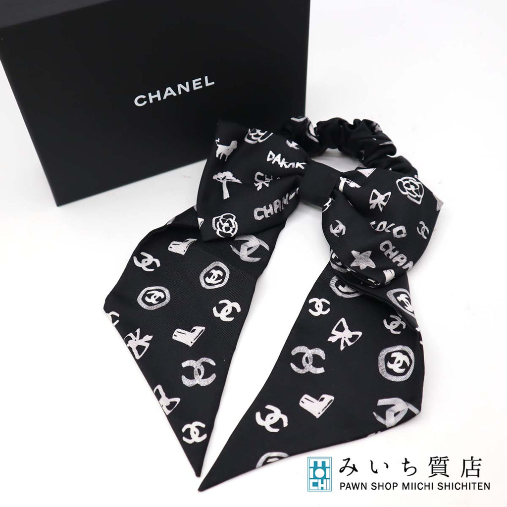 シャネル ヘア シュシュ ゴム アクセサリー CHANEL リボン ブラック