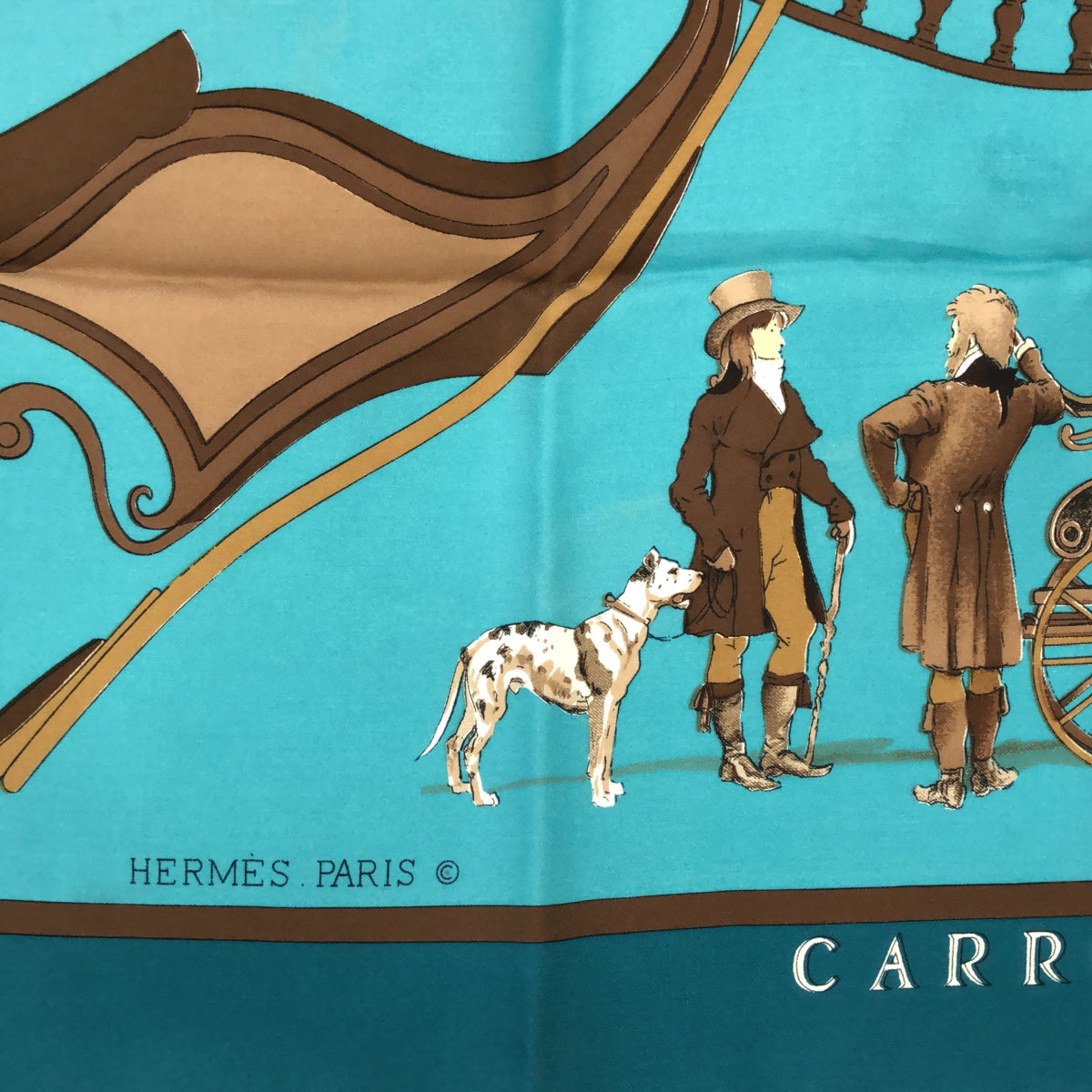 エルメス HERMES カレ90 スカーフ CARROSSIER 馬車 シルク 水色 ブルー