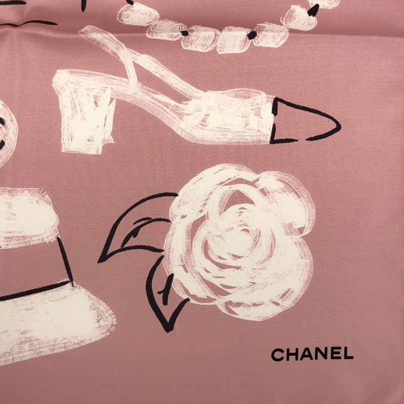 MercatoPecora極美品 ★CHANEL★ スカーフ 宝石 パール ココマーク シルク ピンク