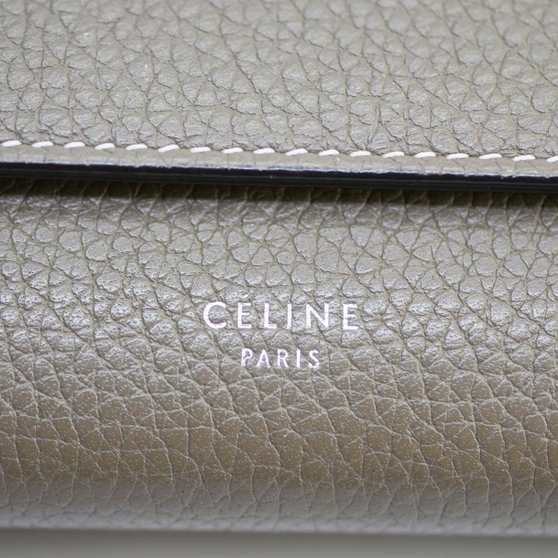 財布 CELINE セリーヌ ラージ フラップ マルチファンクション グレー 長財布 二つ折り イエロー H603