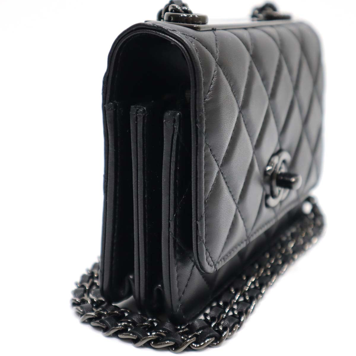 未使用 シャネル CHANEL チェーンウォレット オールブラック