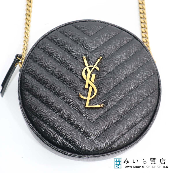 未使用 サンローラン SAINT LAURENT ヴィニル ショルダーバッグ チェーンショルダー カーフ 黒 ゴールド金具　610436 22k567-2