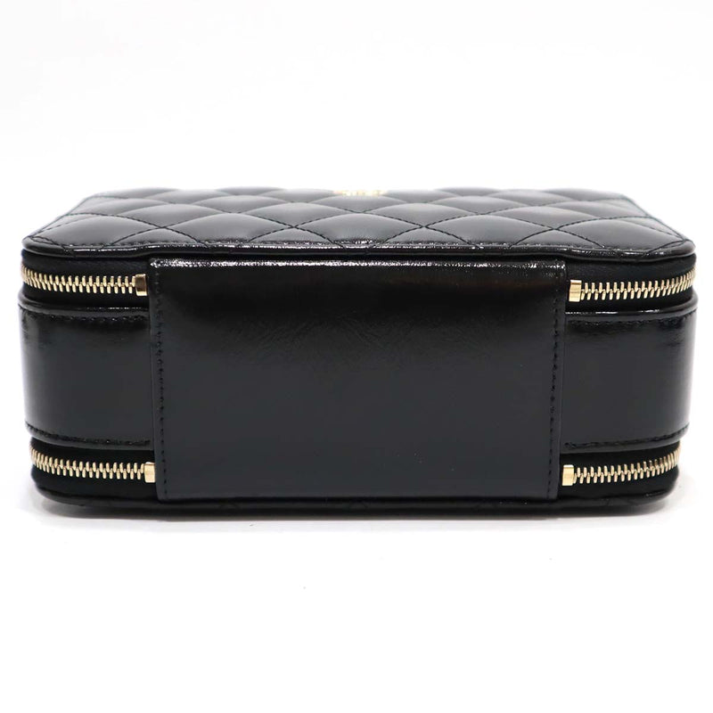 シャネル CHANEL ヴァニティバッグ シャイニー ラムスキン AS3221 トップハンドル ブラック マトラッセ 2way 22k388-1