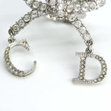 ディオール Dior リング ラインストーン リボン CDロゴ 指輪 シルバー色 14号 フリー H1054