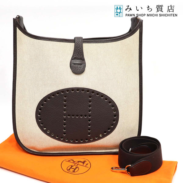 エルメス HERMES エブリン1PM キャンバス トリヨン エブリン PM ベージュ×ブラウン □J刻印 H5614