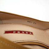 プラダ パンプス 靴 ベージュ PRADA サイズ37 1/2 24.5cm ヒール 7.5cm リボン 19k11-4