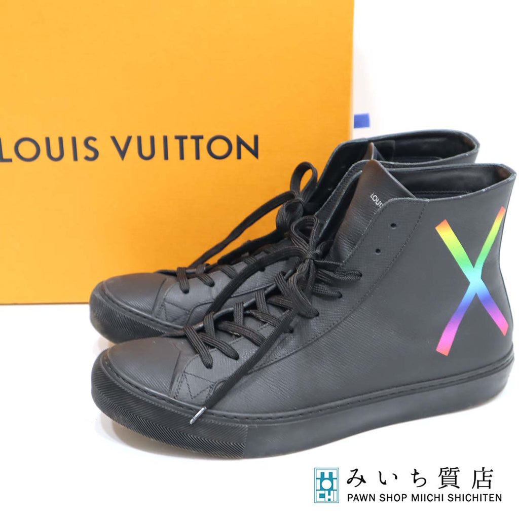 靴 LV G00159 タトゥーライン 8 1/2 黒 ハイカット スニーカー 27.5 ルイヴィトン LOUIS VUITTON ブラック 替え紐  23k403-1