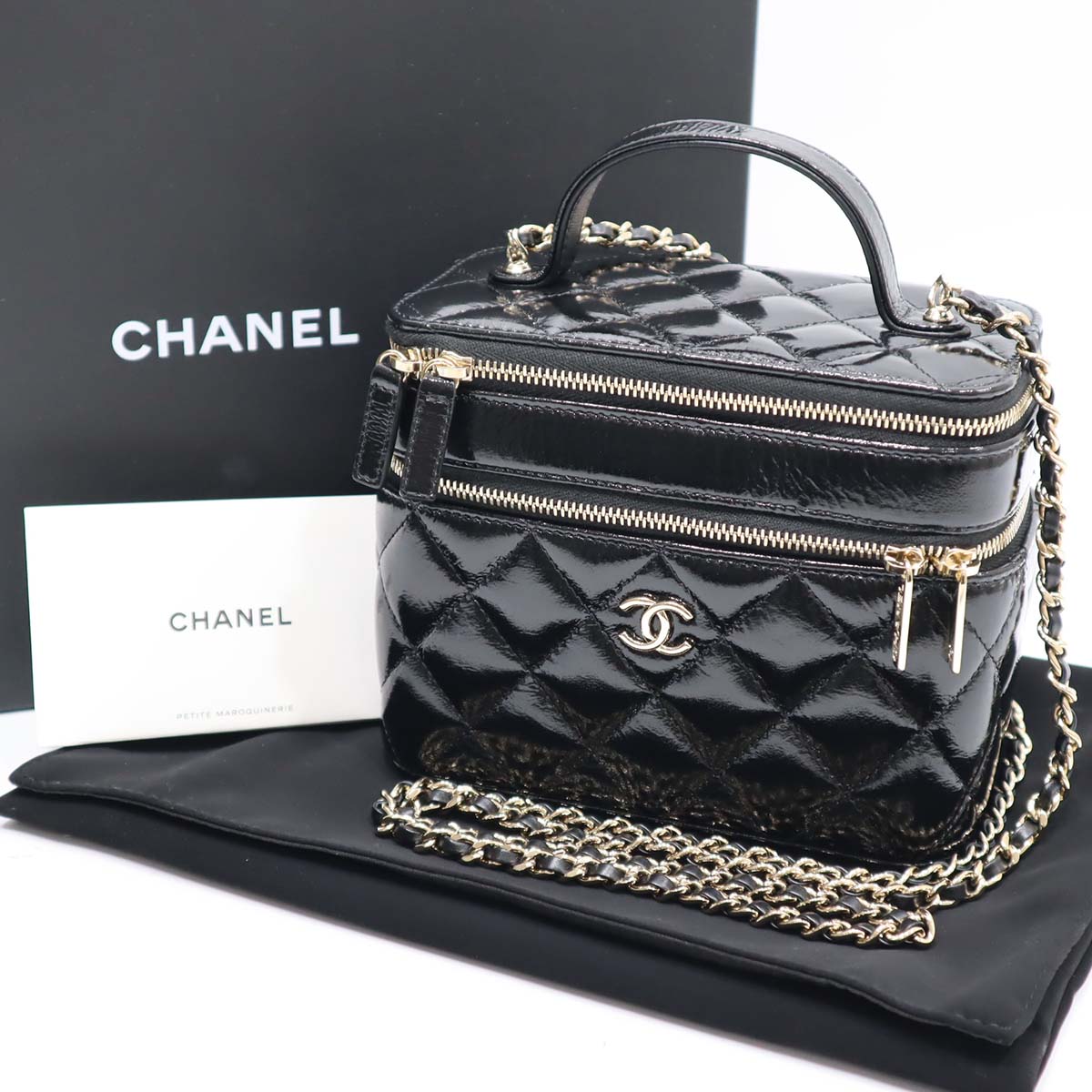 未使用 シャネル CHANEL バニティ ヴァニティー ケース AP2917 ショルダーバッグ ラムスキン シャイニー 黒 22k428-2 –  みいち質店