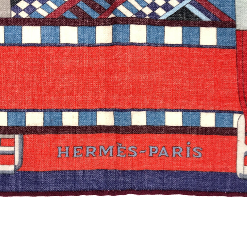 エルメス HERMES カレジェアン 140 SANGLES EN ZIGZAG ジグザグのサングル 大判 ショール ストール スカーフ カシミヤ70％ eco488