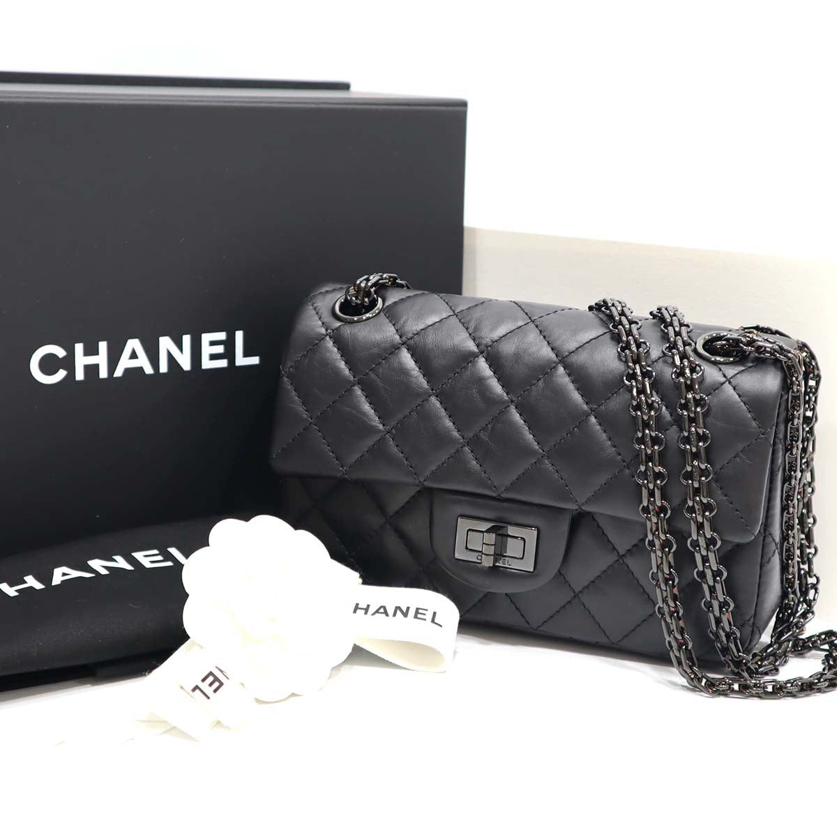 未使用 シャネル 2.55 チェーン ショルダー バッグ AS0874 オールブラック クラッチ CHANEL 23k379-5 – みいち質店