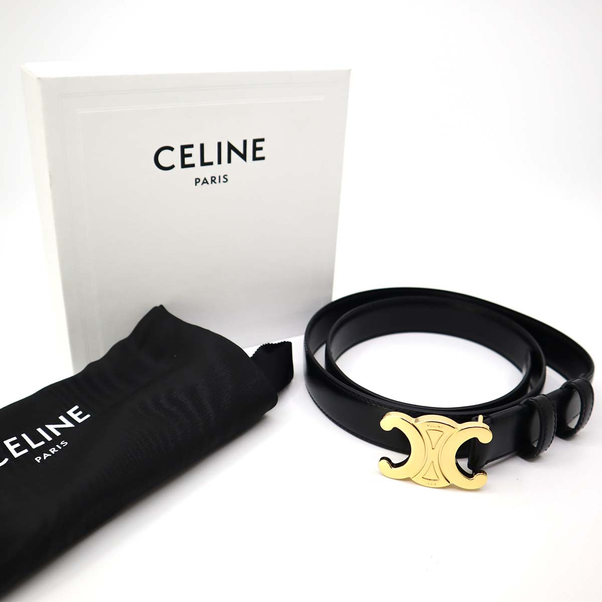 CELINE ミディアム トリオンフ ベルト トリヨンレザー サイズ80 ミディアム 25MM トリオンフ ベルト / パテントトリヨンレザー