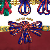 エルメス HERMES スカーフ カレ90 LES RUBANS DU CHEVAL 馬のリボン飾り 赤 シルク k725