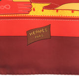 エルメス HERMES カレ90 スカーフ TOUT CUIR すべて皮 革 シルク 赤 レッド M1788